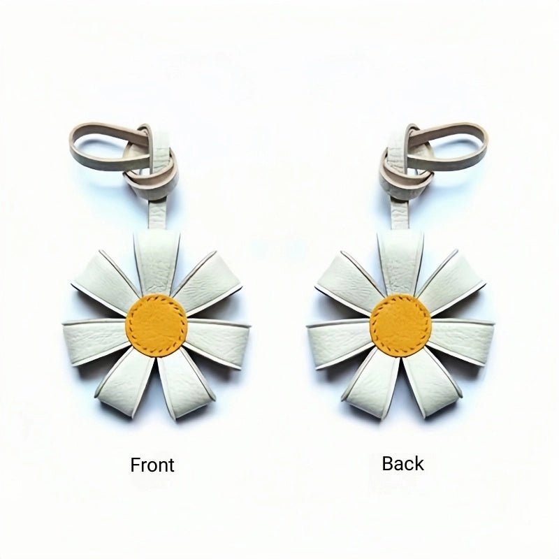 Geometric Daisy Leather Bag Charm – Minimalist Handmade Design, High - Quality Key Accessory, Premium Full - Grain Goatskin, Sophisticated Gift for Women - Tomlynam