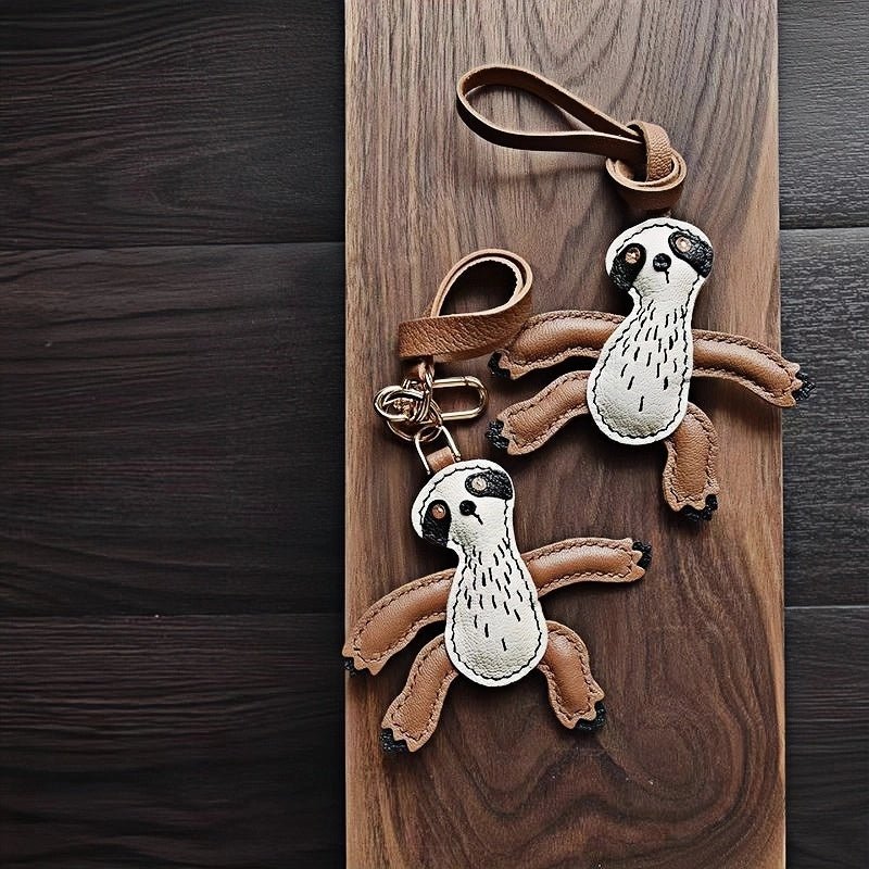 Designer Original Folivora Sloth Handmade Leather Bag Charm, Unique Keychain for Car or Bag, Small - Batch Artistic Accessory - Tomlynam