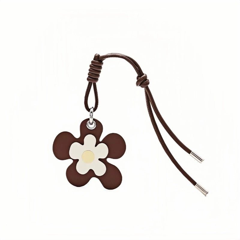 Vibrant Blossom Bag Charm – Handcrafted Leather Floral Accessory, 8cm Large Flower Pendant, Vegetable - Tanned Cowhide with Adjustable Strap, Cheerful Gift for Her - Tomlynam