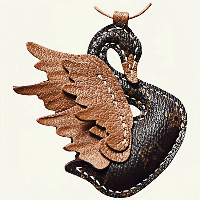 Elegant Black and White Swan Bag Charm – Original Design, Premium Leather, Handcrafted Accessory, Keychain for Women, Ideal for Unique Gifts - Tomlynam