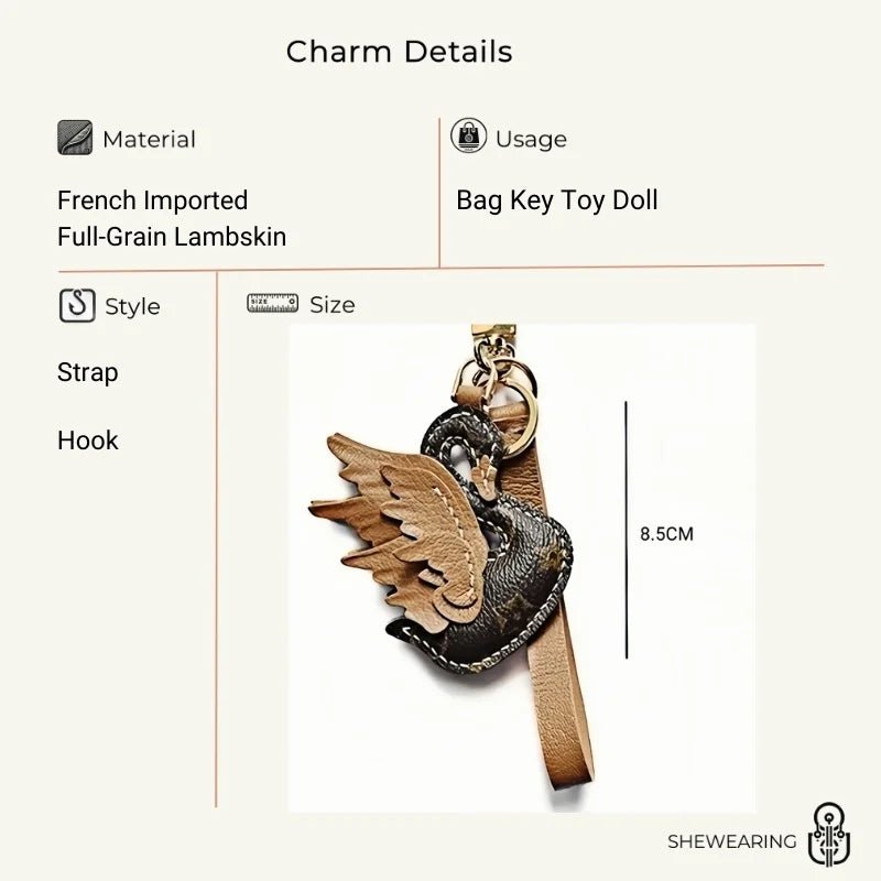 Elegant Black and White Swan Bag Charm – Original Design, Premium Leather, Handcrafted Accessory, Keychain for Women, Ideal for Unique Gifts - Tomlynam