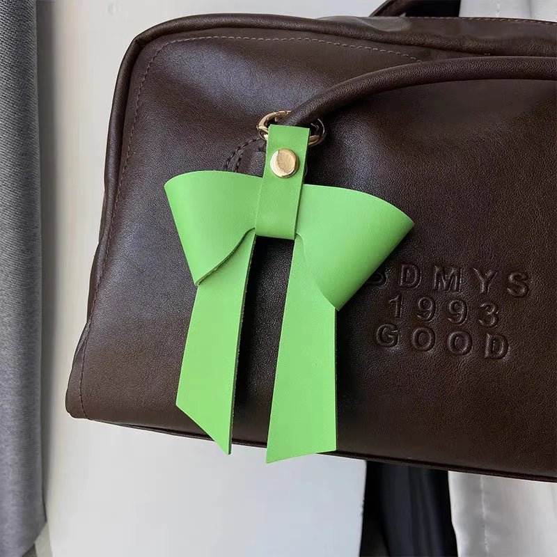 Elegant Leather Bow Bag Charm – Handmade Multi - Color Genuine Leather Pendant | Minimalist Feminine Accessory | Premium Gift for Her - Tomlynam