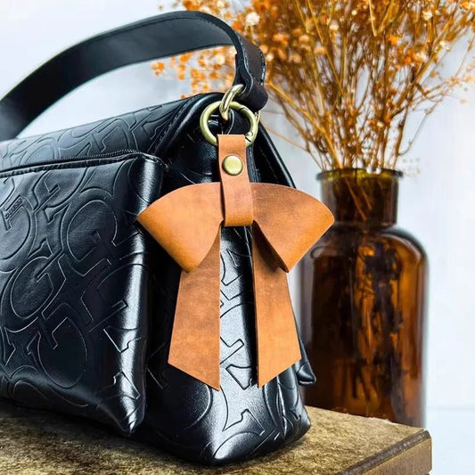 Elegant Leather Bow Bag Charm – Handmade Multi - Color Genuine Leather Pendant | Minimalist Feminine Accessory | Premium Gift for Her - Tomlynam