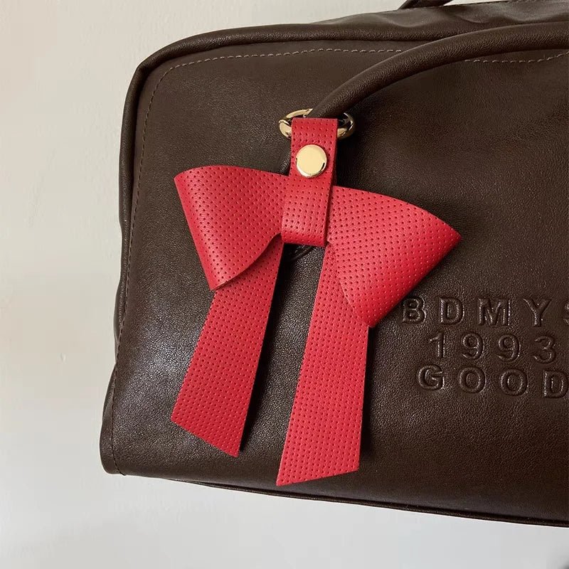 Elegant Leather Bow Bag Charm – Handmade Multi - Color Genuine Leather Pendant | Minimalist Feminine Accessory | Premium Gift for Her - Tomlynam