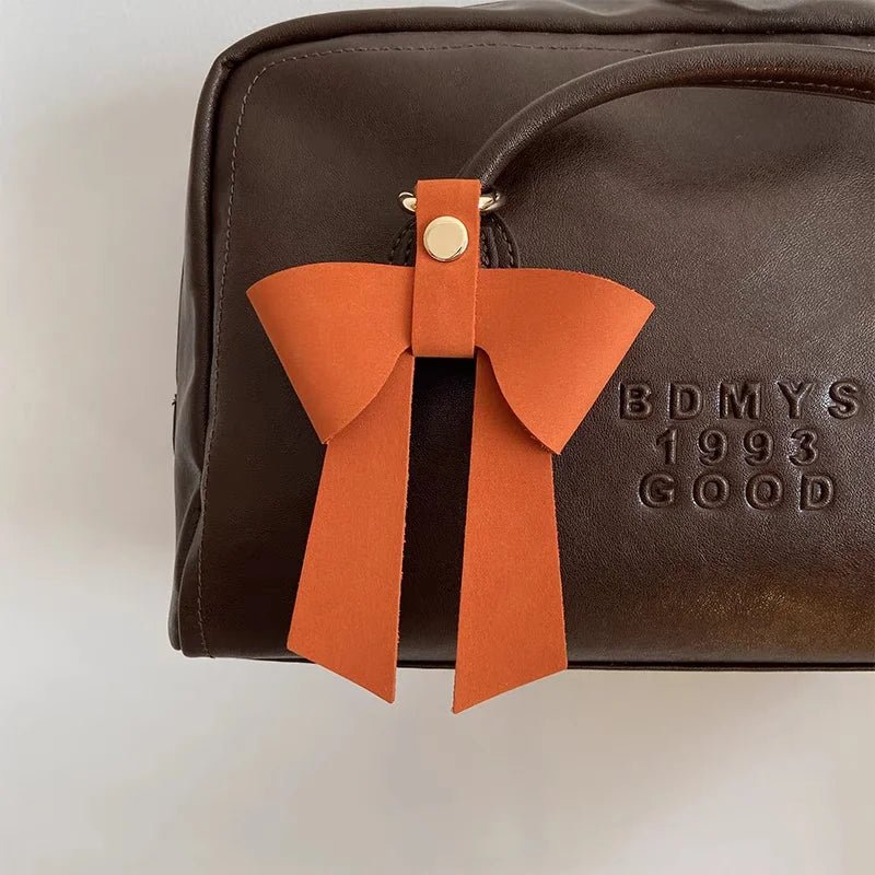 Elegant Leather Bow Bag Charm – Handmade Multi - Color Genuine Leather Pendant | Minimalist Feminine Accessory | Premium Gift for Her - Tomlynam