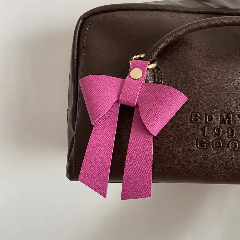Elegant Leather Bow Bag Charm – Handmade Multi - Color Genuine Leather Pendant | Minimalist Feminine Accessory | Premium Gift for Her - Tomlynam