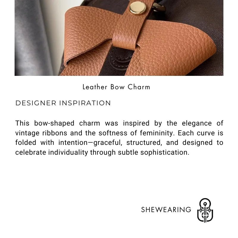 Elegant Leather Bow Bag Charm – Handmade Multi - Color Genuine Leather Pendant | Minimalist Feminine Accessory | Premium Gift for Her - Tomlynam