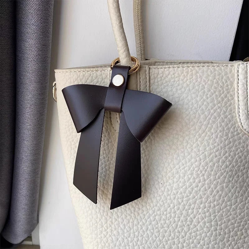 Elegant Leather Bow Bag Charm – Handmade Multi - Color Genuine Leather Pendant | Minimalist Feminine Accessory | Premium Gift for Her - Tomlynam
