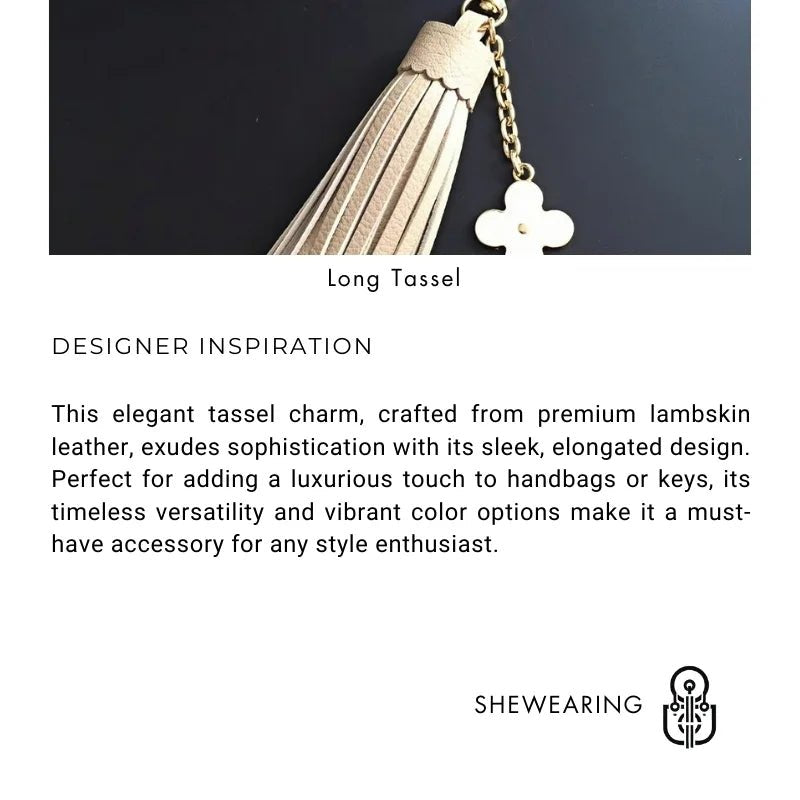 Elegant Long Lambskin Tassel Bag Charm – Handcrafted DIY Accessory for Women’s Handbags and Keys - Tomlynam