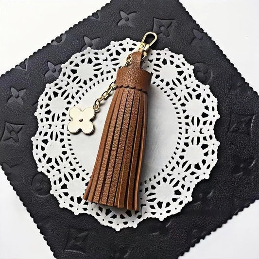 Elegant Long Lambskin Tassel Bag Charm – Handcrafted DIY Accessory for Women’s Handbags and Keys - Tomlynam
