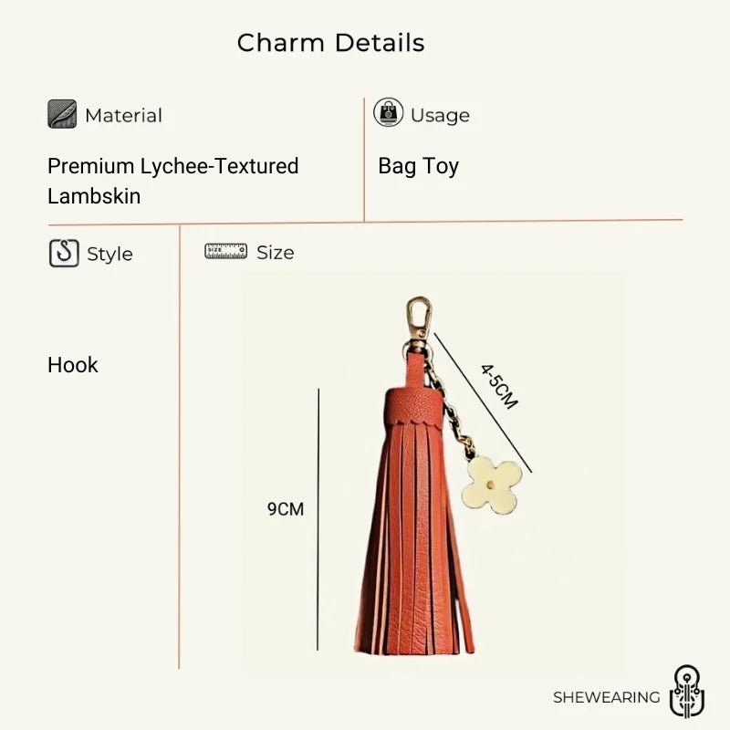Elegant Long Lambskin Tassel Bag Charm – Handcrafted DIY Accessory for Women’s Handbags and Keys - Tomlynam