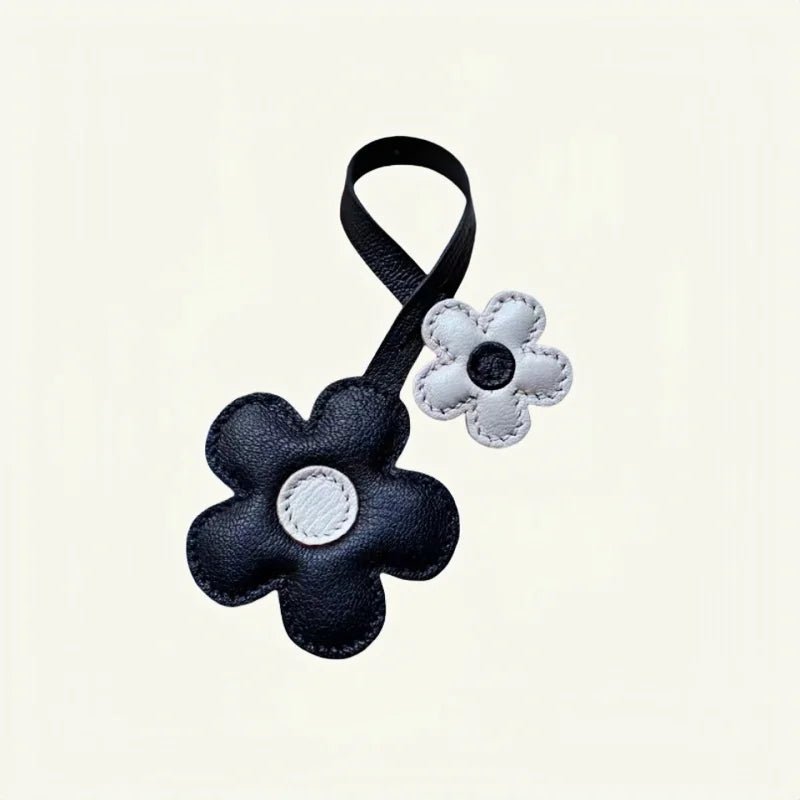 Elegant Sunflower Charm - Dual - Flower and Triple - Flower Multicolor Handmade Genuine Leather Bag, Backpack Accessory, Keychain, Premium Gift - Tomlynam