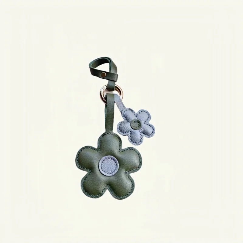 Elegant Sunflower Charm - Dual - Flower and Triple - Flower Multicolor Handmade Genuine Leather Bag, Backpack Accessory, Keychain, Premium Gift - Tomlynam