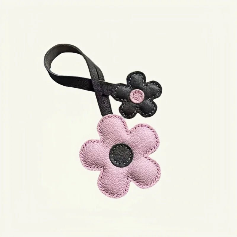 Elegant Sunflower Charm - Dual - Flower and Triple - Flower Multicolor Handmade Genuine Leather Bag, Backpack Accessory, Keychain, Premium Gift - Tomlynam