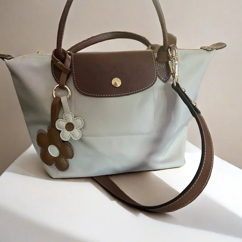 Elegant Sunflower Charm - Dual - Flower and Triple - Flower Multicolor Handmade Genuine Leather Bag, Backpack Accessory, Keychain, Premium Gift - Tomlynam