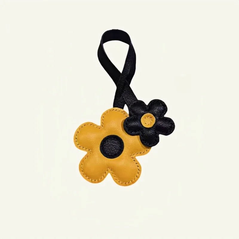 Elegant Sunflower Charm - Dual - Flower and Triple - Flower Multicolor Handmade Genuine Leather Bag, Backpack Accessory, Keychain, Premium Gift - Tomlynam