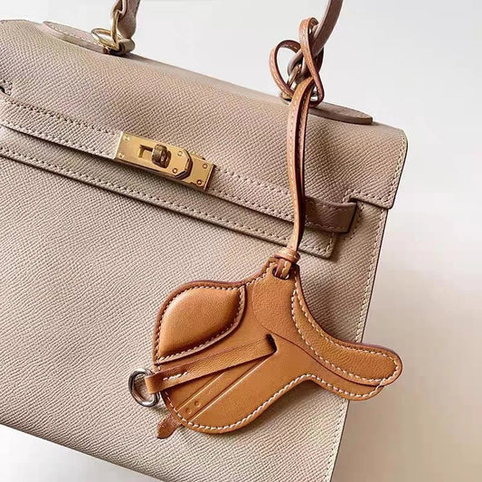 Equestrian - Inspired Saddle Bag Charm – Handcrafted French Goatskin Pendant | Unique Keychain Accent | Timeless Equestrian Style - Tomlynam