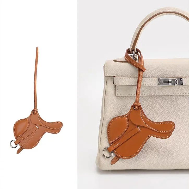 Equestrian - Inspired Saddle Bag Charm – Handcrafted French Goatskin Pendant | Unique Keychain Accent | Timeless Equestrian Style - Tomlynam
