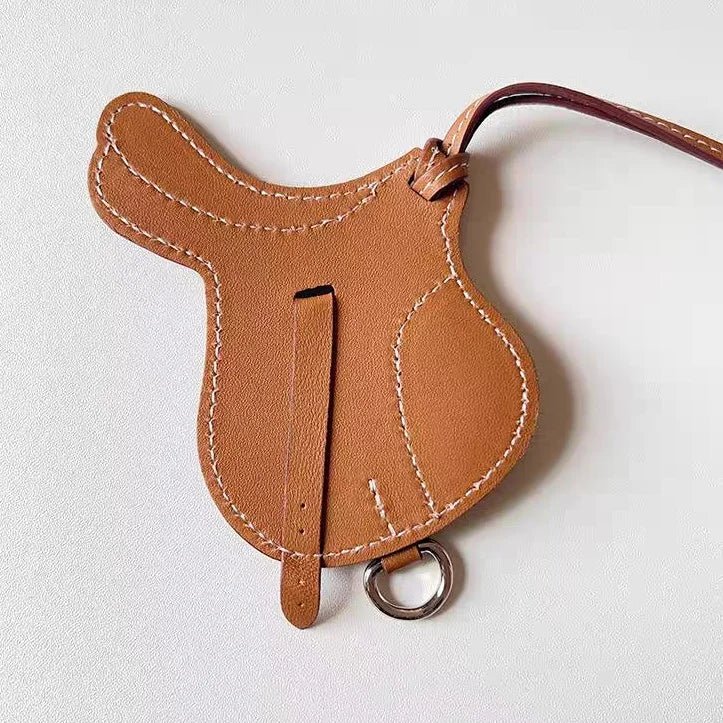 Equestrian - Inspired Saddle Bag Charm – Handcrafted French Goatskin Pendant | Unique Keychain Accent | Timeless Equestrian Style - Tomlynam