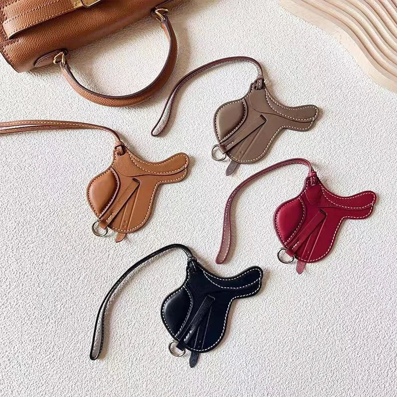 Equestrian - Inspired Saddle Bag Charm – Handcrafted French Goatskin Pendant | Unique Keychain Accent | Timeless Equestrian Style - Tomlynam