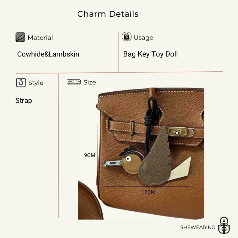 Flying Lovebird Charm – Handcrafted Genuine Leather Bag Accessory | Symbol of Freedom and Affection - Tomlynam