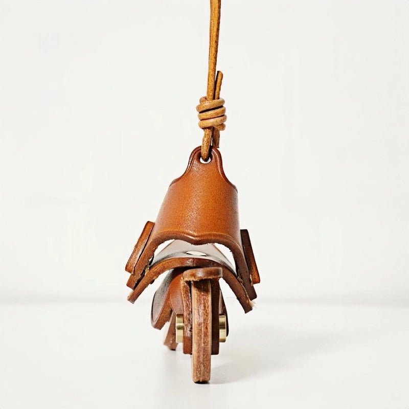 Flying Motorcycle Leather Bag Charm – Handcrafted Vegetable - Tanned Keychain for Bags or Keys, 3D Design, Unique Adventure - Inspired Gift - Tomlynam