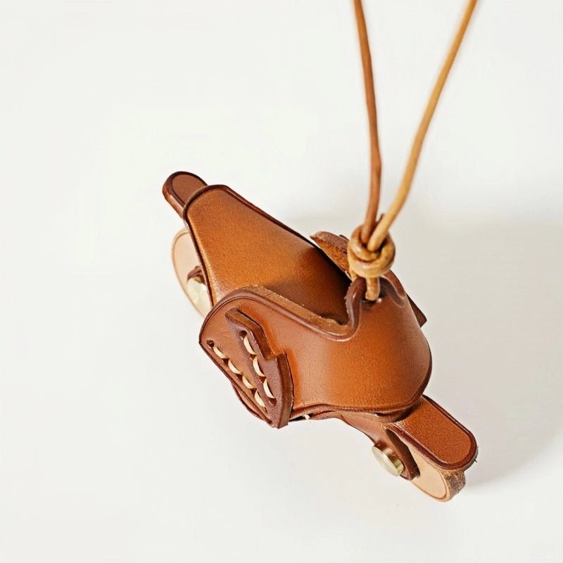 Flying Motorcycle Leather Bag Charm – Handcrafted Vegetable - Tanned Keychain for Bags or Keys, 3D Design, Unique Adventure - Inspired Gift - Tomlynam