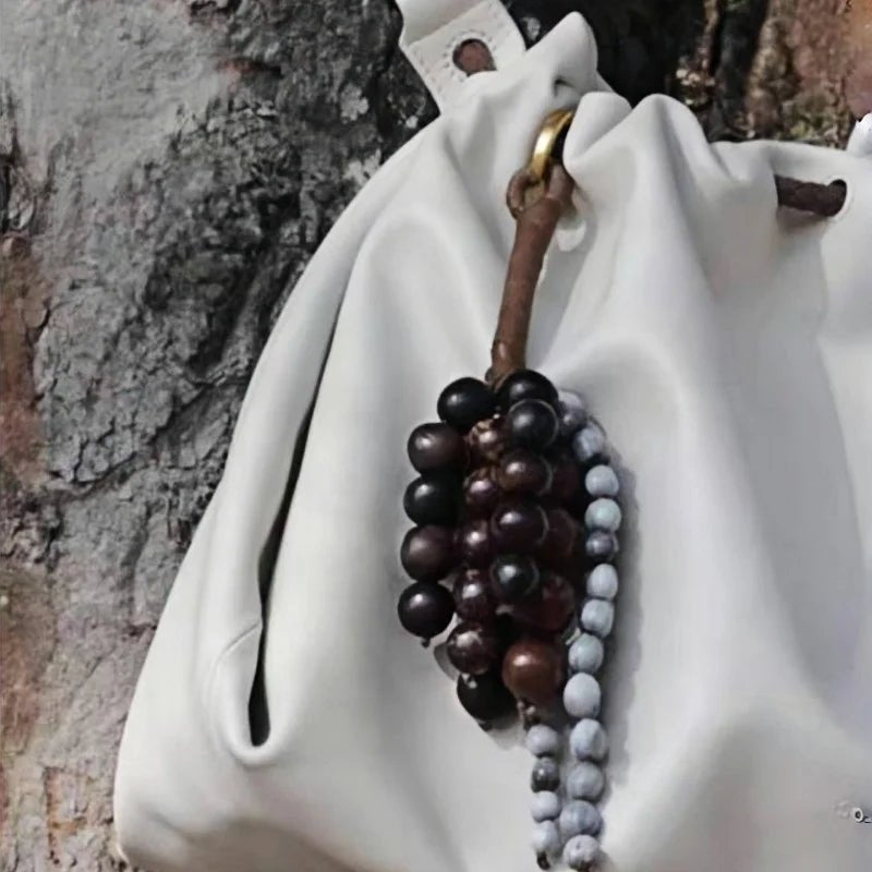 Fortune Seeds Natural Beaded Bag Charm – Handcrafted Lucky Pendant | Unique Artisanal Accessory | Elegant Statement for Handbags - Tomlynam