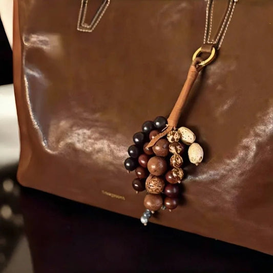 Fortune Seeds Natural Beaded Bag Charm – Handcrafted Lucky Pendant | Unique Artisanal Accessory | Elegant Statement for Handbags - Tomlynam