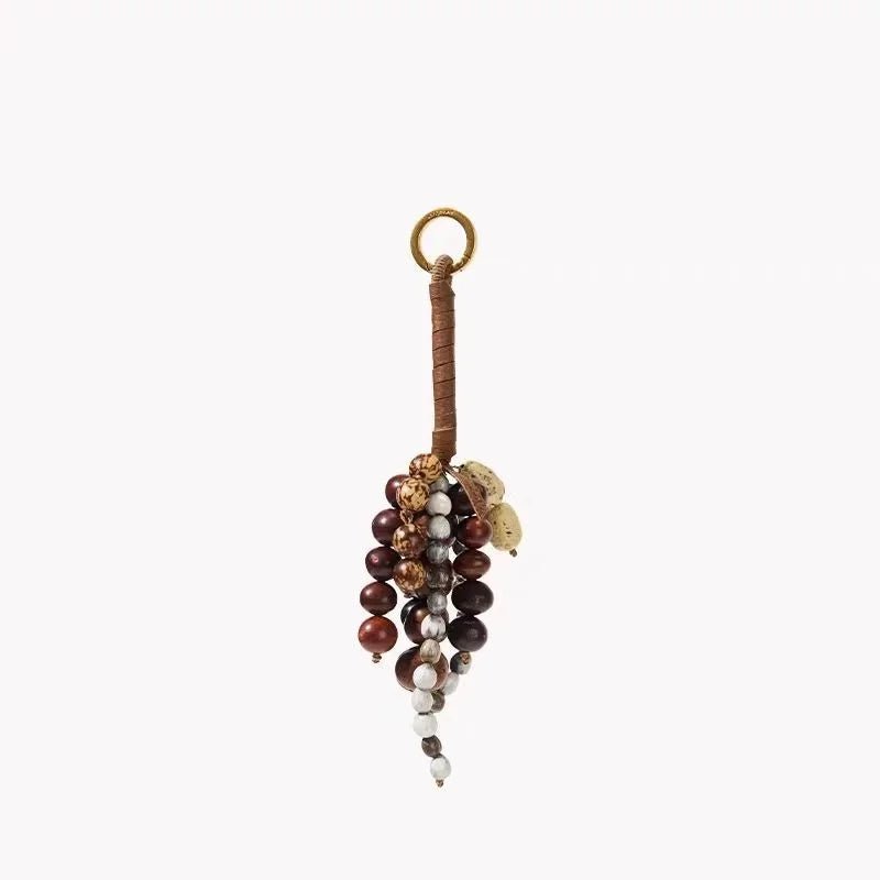 Fortune Seeds Natural Beaded Bag Charm – Handcrafted Lucky Pendant | Unique Artisanal Accessory | Elegant Statement for Handbags - Tomlynam