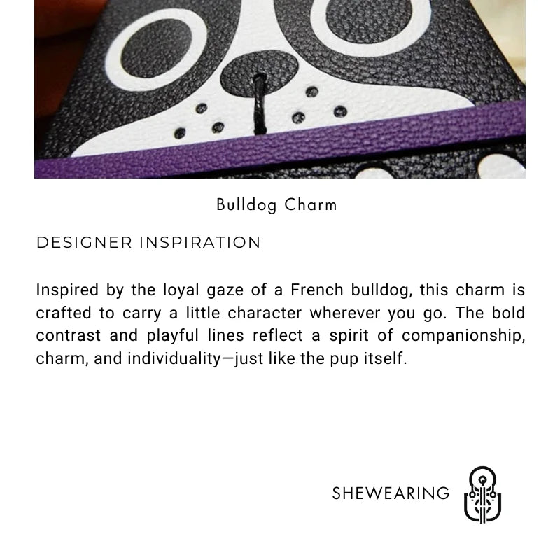 French Bulldog Leather Bag Charm – Handcrafted ALRAN Goatskin Dog Pendant | Original Design Keychain | Cute Gift for Dog Lovers - Tomlynam