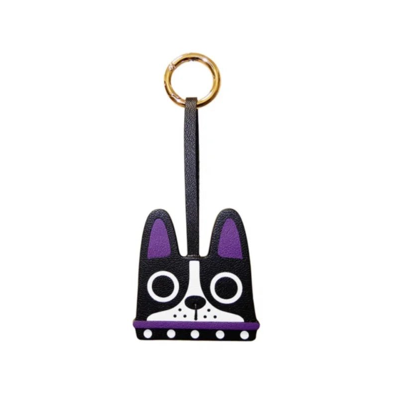 French Bulldog Leather Bag Charm – Handcrafted ALRAN Goatskin Dog Pendant | Original Design Keychain | Cute Gift for Dog Lovers - Tomlynam