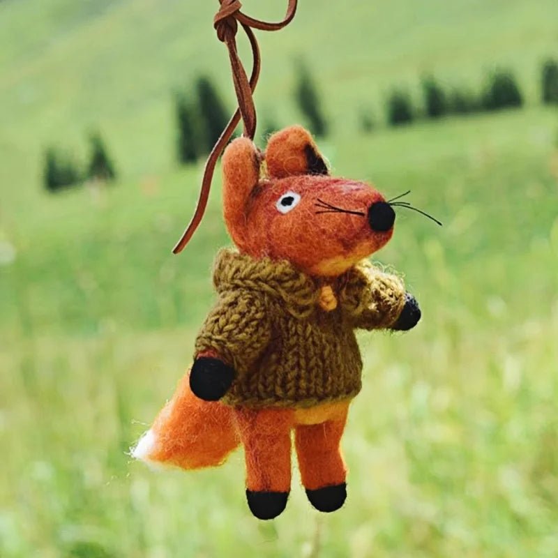 Hand - Felted Fox Bag Charm – Himalayan Wool Woodland Companion | Slow Living Gift Idea - Tomlynam