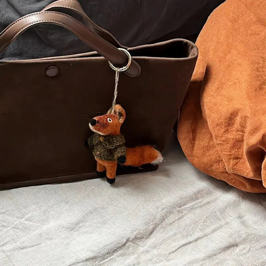 Hand - Felted Fox Bag Charm – Himalayan Wool Woodland Companion | Slow Living Gift Idea - Tomlynam