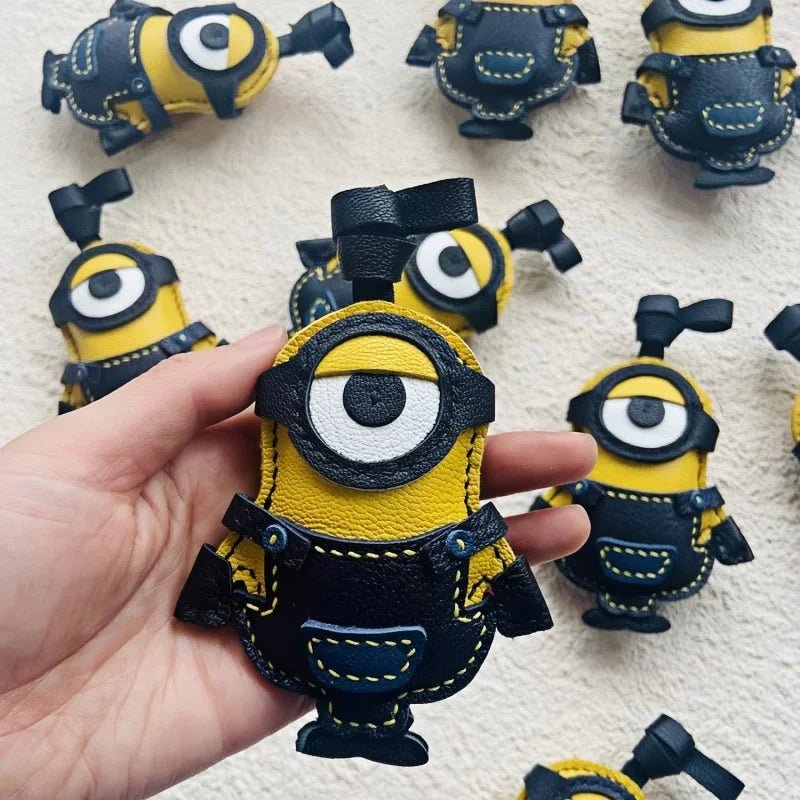 Handcrafted Big - Eyed Yellow Minion Leather Charm – Unique Bag & Key Accessory, Fun Gift Idea - Tomlynam