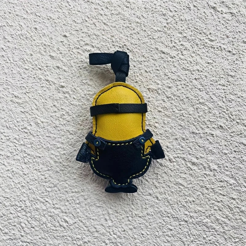 Handcrafted Big - Eyed Yellow Minion Leather Charm – Unique Bag & Key Accessory, Fun Gift Idea - Tomlynam