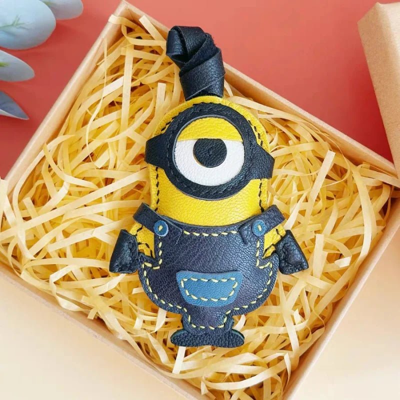 Handcrafted Big - Eyed Yellow Minion Leather Charm – Unique Bag & Key Accessory, Fun Gift Idea - Tomlynam