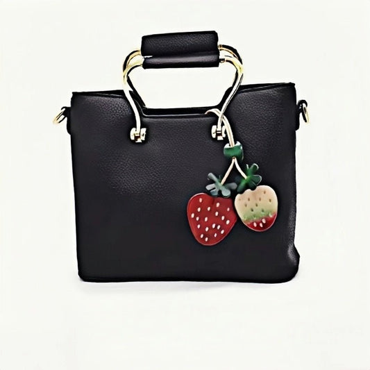Handcrafted Genuine Leather Strawberry Bag Charm, Nordic - Style Fruit Design, Artisan Keychain, Car Accessory, Bookmark Decoration - Tomlynam