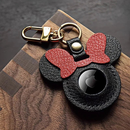 Handcrafted Leather AirTag Holder – Premium Full - Grain Goatskin Case for Apple AirTag | Secure & Stylish Anti - Loss Keychain Charm - Tomlynam