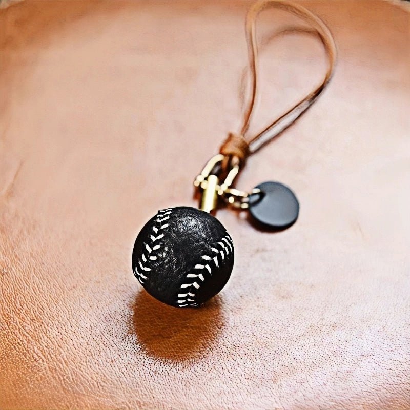 Handcrafted Leather Baseball Bag Charm – Genuine Cowhide, Keychain or Bag Accessory, Thoughtful Gift for Sports Lovers - Tomlynam