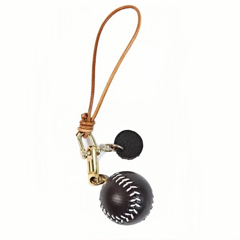 Handcrafted Leather Baseball Bag Charm – Genuine Cowhide, Keychain or Bag Accessory, Thoughtful Gift for Sports Lovers - Tomlynam