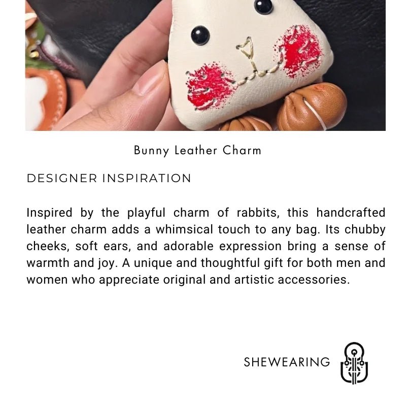 Handcrafted Leather Bunny Bag Charm – Whimsical Rabbit Design, Unique Gift for Men & Women - Tomlynam