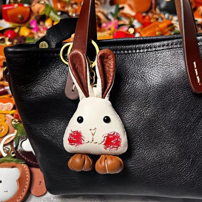 Handcrafted Leather Bunny Bag Charm – Whimsical Rabbit Design, Unique Gift for Men & Women - Tomlynam