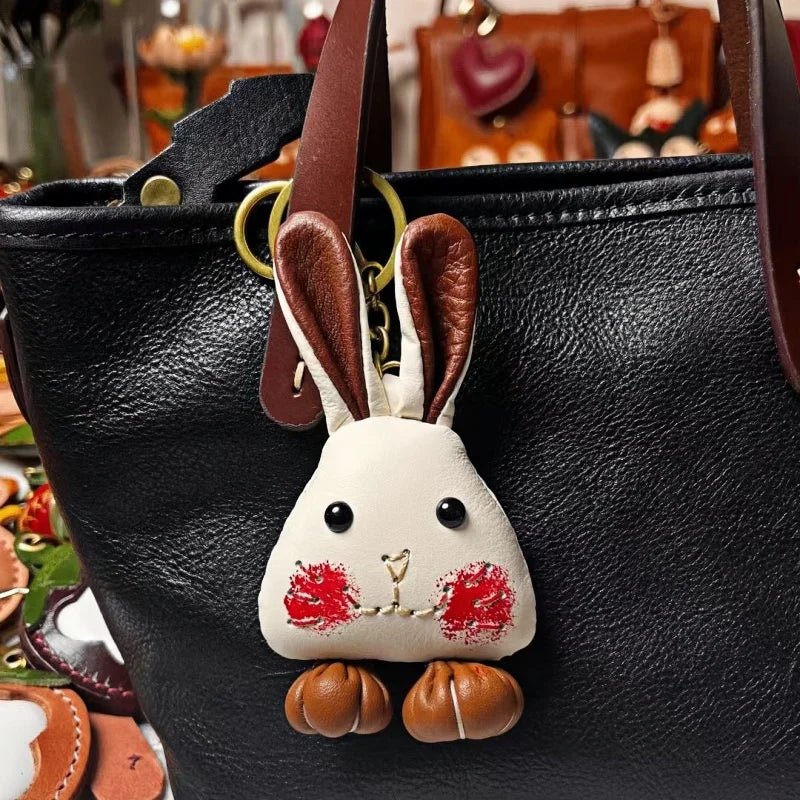 Handcrafted Leather Bunny Bag Charm – Whimsical Rabbit Design, Unique Gift for Men & Women - Tomlynam