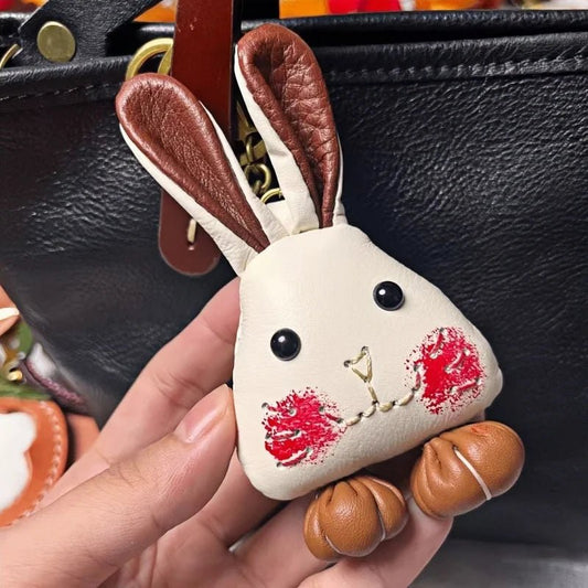 Handcrafted Leather Bunny Bag Charm – Whimsical Rabbit Design, Unique Gift for Men & Women - Tomlynam