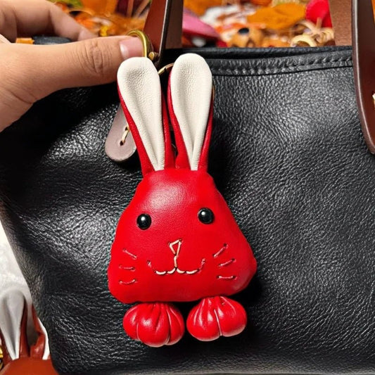 Handcrafted Leather Bunny Bag Charm – Whimsical Rabbit Design, Unique Gift for Men & Women - Tomlynam