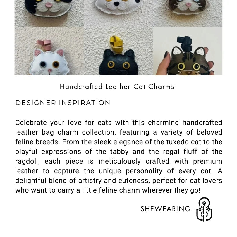 Handcrafted Leather Cat Breed Charm – British Shorthair, Ragdoll, Devon Rex & More - Tomlynam