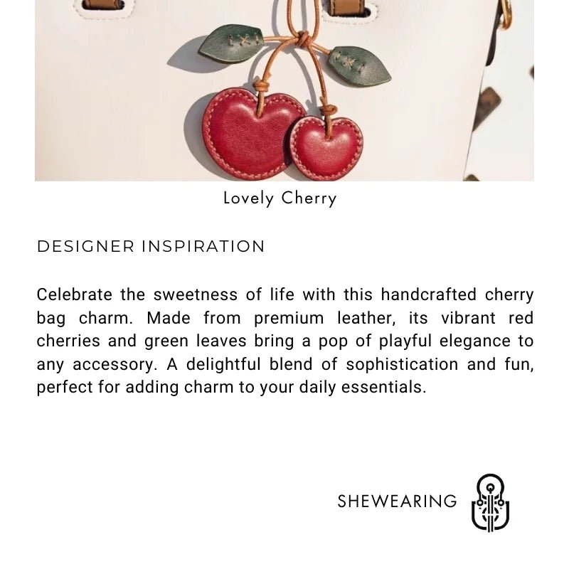 Handcrafted Leather Cherry Bag Charm – Premium Cowhide, Vibrant 3D Cherries, Stylish Accessory for Bags and Keys, Perfect Gift for Women - Tomlynam