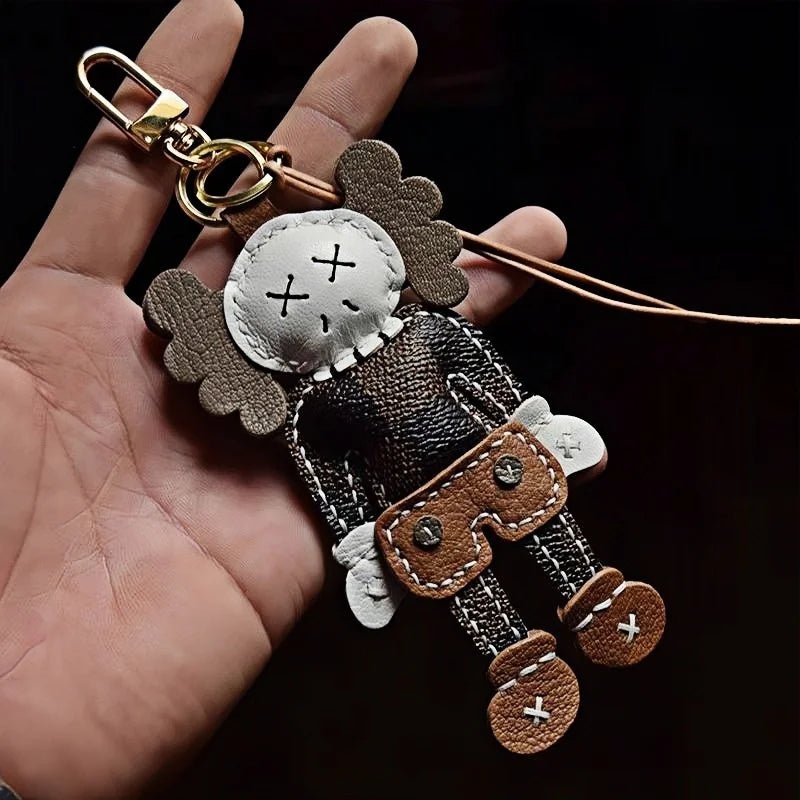 Handcrafted Leather Doll Charm – French Goatskin Keychain for Bags, Unisex Birthday Gift, Unique Trendy Style - Tomlynam