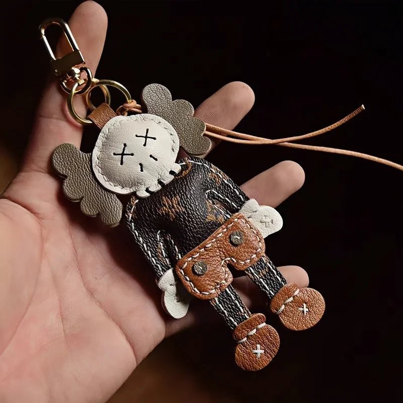 Handcrafted Leather Doll Charm – French Goatskin Keychain for Bags, Unisex Birthday Gift, Unique Trendy Style - Tomlynam